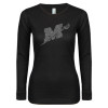 Thumbnail image for  Womens Black Long Sleeve V Neck Tee 