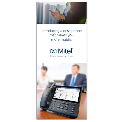 Mitel 33.5 x 80 Vertical Banner including Silver Retractable Banner Stand