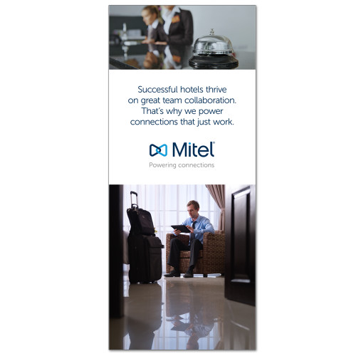 Mitel 33.5 x 80 Vertical Banner including Silver Retractable Banner Stand