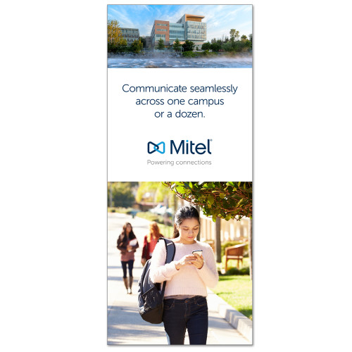 Mitel 33.5 x 80 Vertical Banner including Silver Retractable Banner Stand