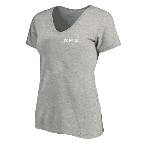 Womens Plus Heather Grey V Neck T Shirt-Plus