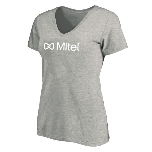 Womens Plus Heather Grey V Neck T Shirt-Plus