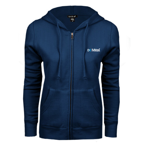 Mitel ENZA Womens Navy Fleece Full Zip Hood