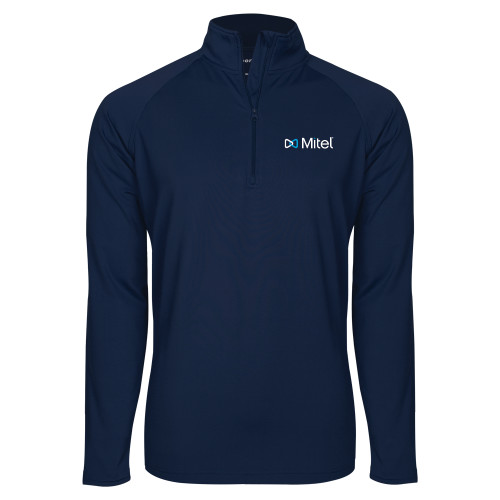 Mitel Sport Tek Navy Sport Wick Stretch 1/2 Zip Pullov