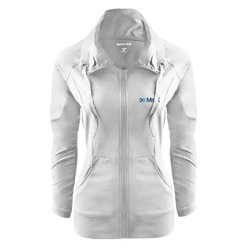 Mitel Womens White Sport Wick Stretch Full Zip Jack