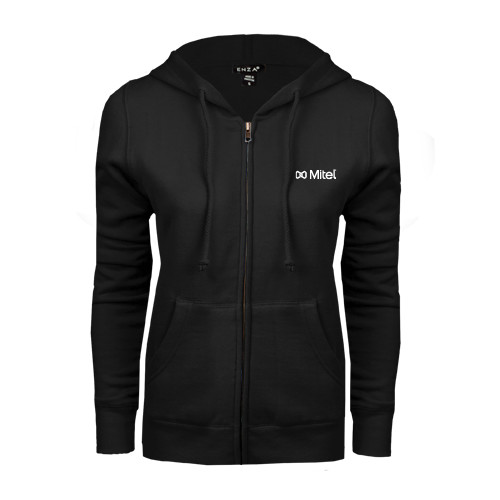 Mitel ENZA Womens Black Fleece Full Zip Hood