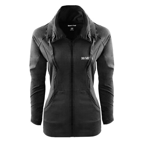 Mitel Womens Black Sport Wick Stretch Full Zip Jack