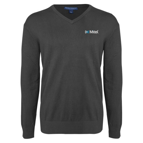 Mitel Womens Charcoal Heather VNeck Sweat