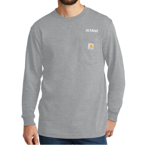 Mitel Carhartt Workwear Heather Grey Long Sleeve Pocket T Shi