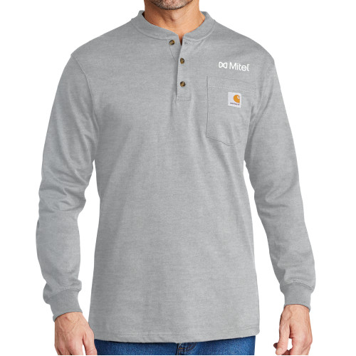 Mitel Carhartt Heather Grey Long Sleeve Henley Shi