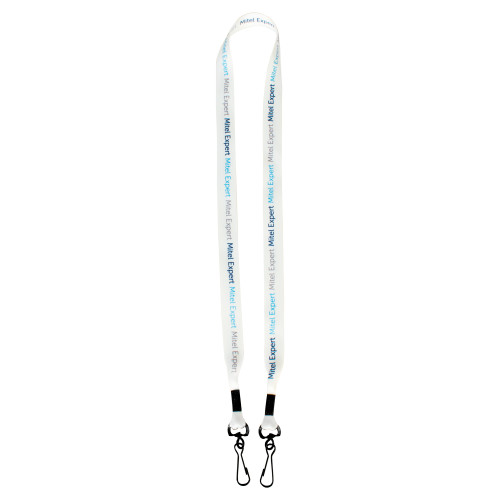 Mitel Expert White 3/4 Inch Dye Sublimated Lanyard w/ Swivel Snap Hooks