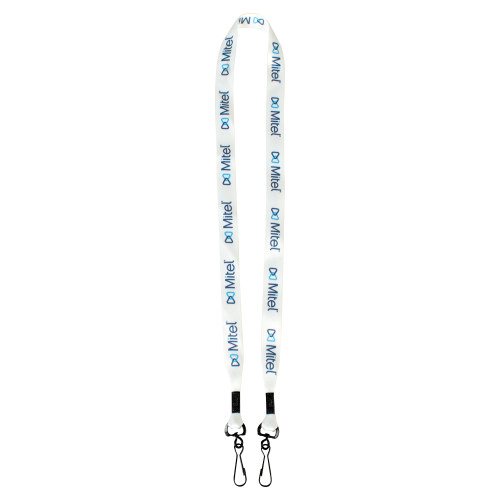 Mitel White 3/4 Inch Dye Sublimated Lanyard w/ Swivel Snap Hooks