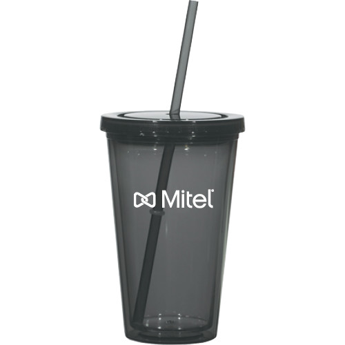 Mitel Madison Double Wall Charcoal Tumbler w/Straw 16oz