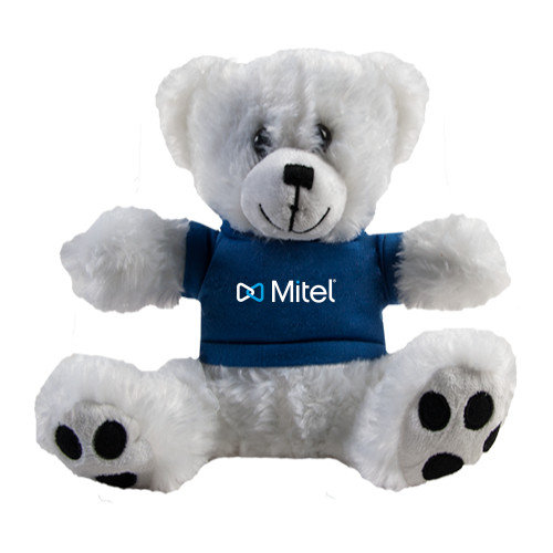 Mitel Plush Big Paw 8 1/2 inch White Bear w/Navy Shirt