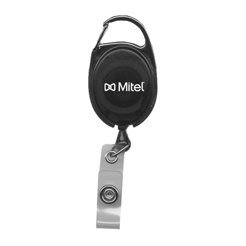 Mitel Black Oval Retractable Badge Holder w/Clip