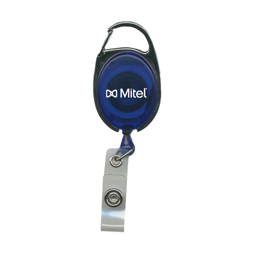 Mitel Blue Oval Retractable Badge Holder w/Clip