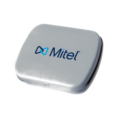 Mitel Silver Rectangular Peppermint Tin