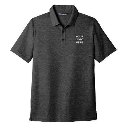 TravisMathew Black Oceanside Heather Polo-Your Logo Here