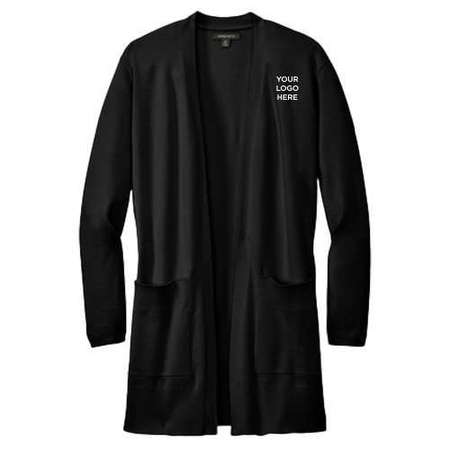 Mercer + Mettle Womens Black Open Front Cardigan Sweater-Your Logo Here