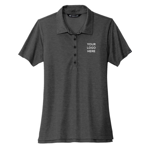TravisMathew Womens Black Heather Oceanside Polo-Your Logo Here