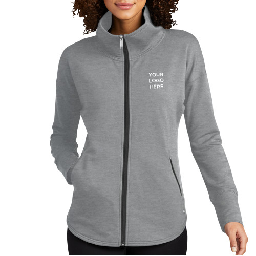 OGIO Womens Grey Heather Luuma Full Zip Fleece-Your Logo Here