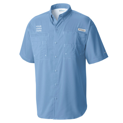 Columbia Light Blue Tamiami Performance Short Sleeve Shirt-Your Logo Here