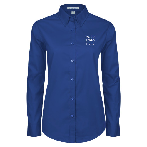 Womens Royal Twill Button Down Long Sleeve -Your Logo Here