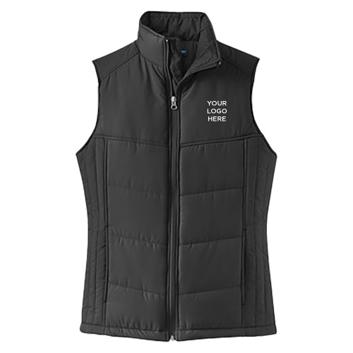 Womens Black Puffer Vest-Your Logo Here