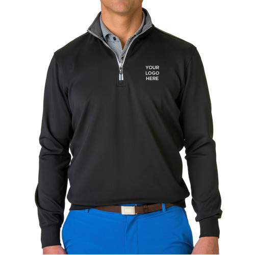 Fairway & Greene Black/Grey Heather Caves 1/4 Zip Pullover-Your Logo Here