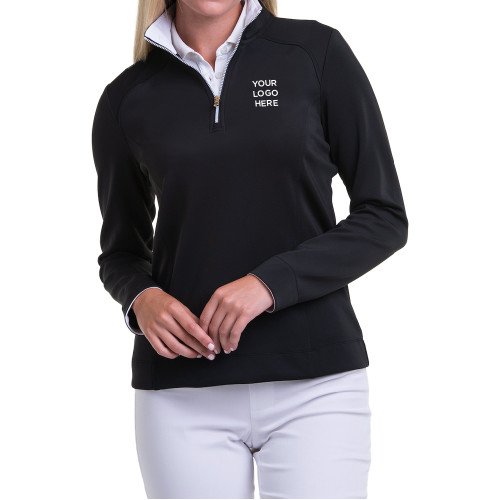 Fairway & Greene Black Wells 1/4 Zip-Your Logo Here