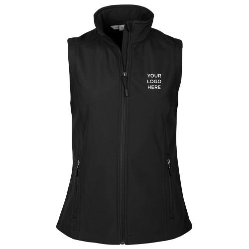 Womens Black Core Softshell Vest-Your Logo Here