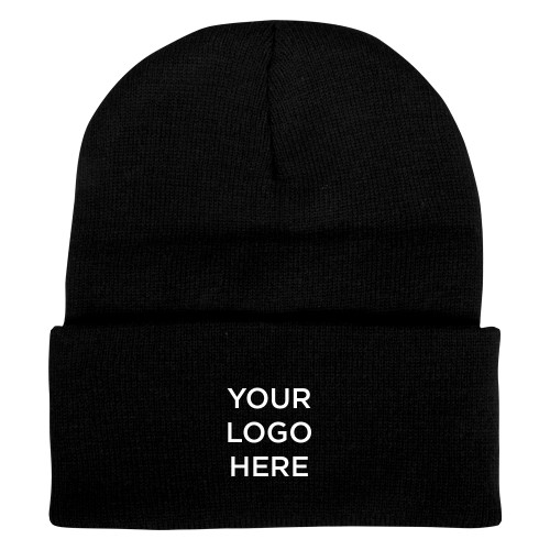 Black Knit Beanie w/Cuff-Your Logo Here