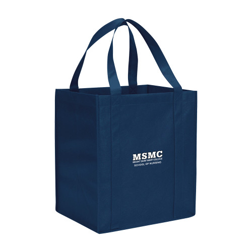  Non Woven Navy Grocery Tote - MSMC Stacked School of Nursing