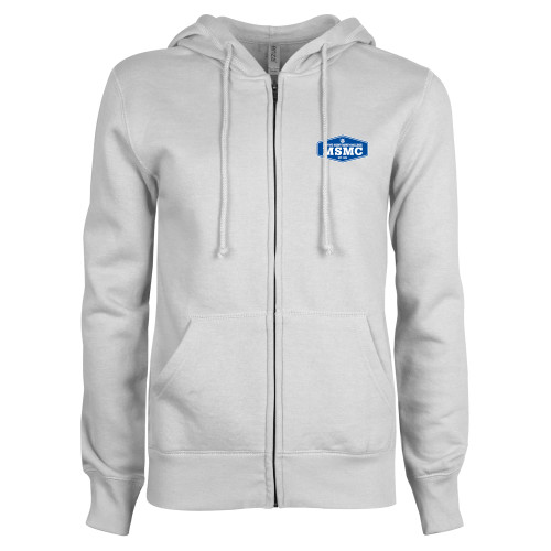  ENZA Womens White Fleece Full Zip Hoodie - MSMC Blue