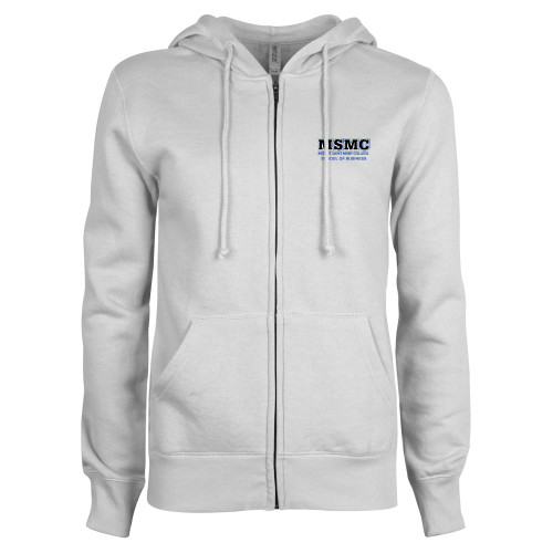  ENZA Womens White Fleece Full Zip Hoodie - MSMC Stacked School of Business