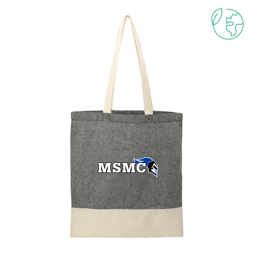  Split Recycled Black Cotton Twill Convention Tote - MSMC Knight Head Logo