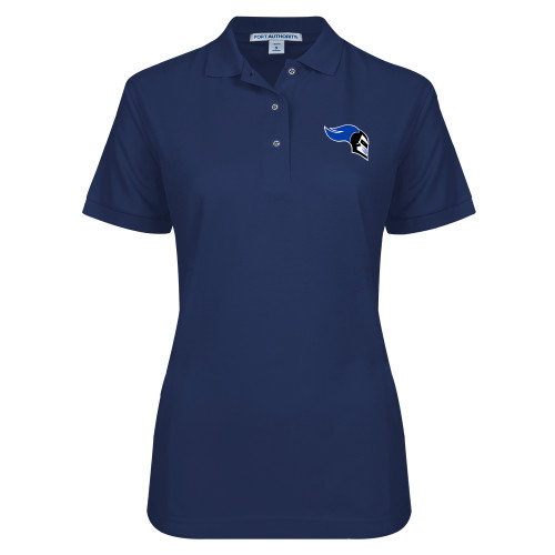 Womens Silk Touch Navy Pique Polo - Knight Head Logo Embroidery