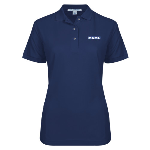  Womens Silk Touch Navy Pique Polo - MSMC Embroidery