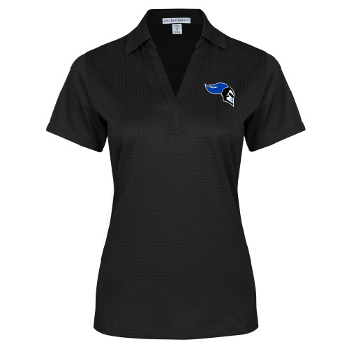  Womens Black Performance Fine Jacquard Polo - Knight Head Logo Embroidery