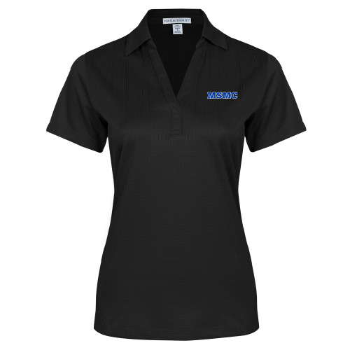  Womens Black Performance Fine Jacquard Polo - MSMC Embroidery