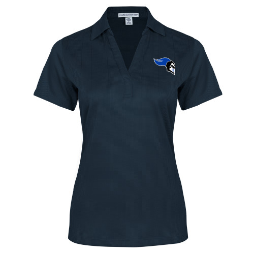 Womens Navy Performance Fine Jacquard Polo - Knight Head Logo Embroidery