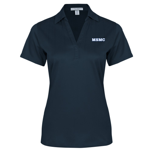  Womens Navy Performance Fine Jacquard Polo - MSMC Embroidery