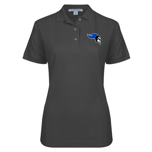  Womens Silk Touch Charcoal Pique Polo - Knight Head Logo Embroidery