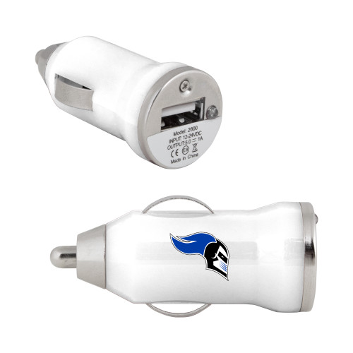  On the Go White Car Charger - Knight Head Logo