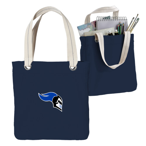  Allie Navy Canvas Tote - Knight Head Logo Embroidery