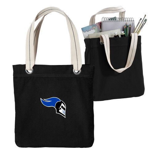  Allie Black Canvas Tote - Knight Head Logo Embroidery