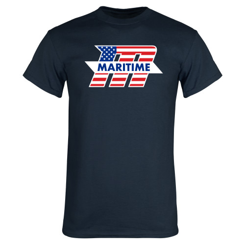  Navy T Shirt - M with American Flag