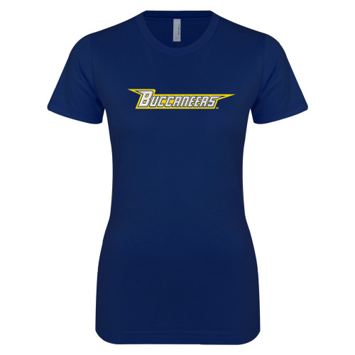  Next Level Womens Navy Boyfriend Tee - Wordmark