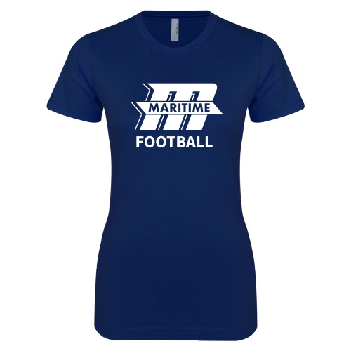  Next Level Womens Navy Boyfriend Tee - Football