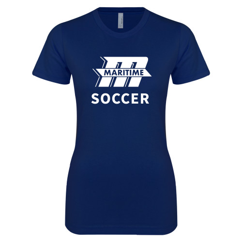  Next Level Womens Navy Boyfriend Tee - Soccer
